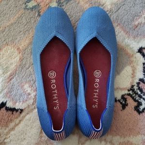Rothy's blue racecar striped flats
